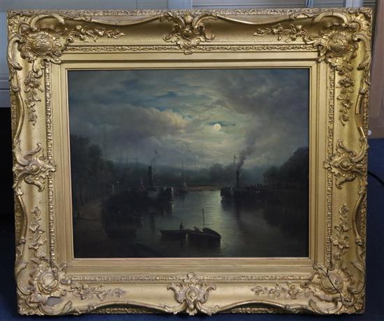 John Moore of Ipswich (1820-1902) Landing Stage, New Cut 16 x 19.75in.